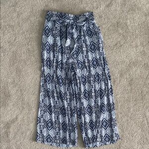 NWT Apricot Blue and White Wide-Leg Pants